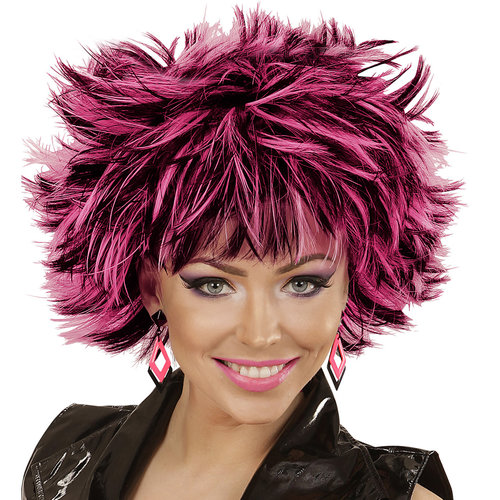 oorbellen ruit neon, zwart/rose