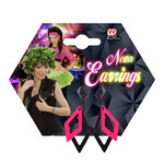 oorbellen ruit neon, zwart/rose
