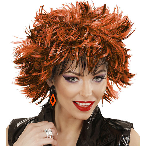 oorbellen ruit neon, zwart/oranje