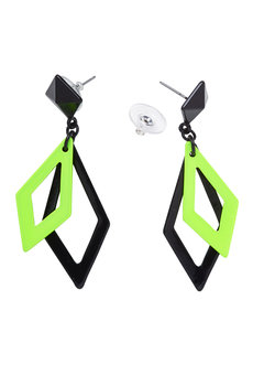 oorbellen ruit neon, zwart/groen