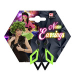 oorbellen ruit neon, zwart/groen