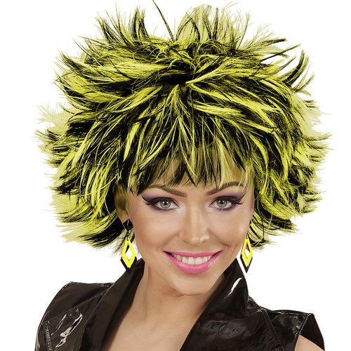 oorbellen ruit neon, zwart/geel