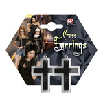 oorbellen kruis, zwart/zilver