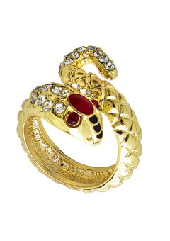 slangenring van goud met rode steen ogen