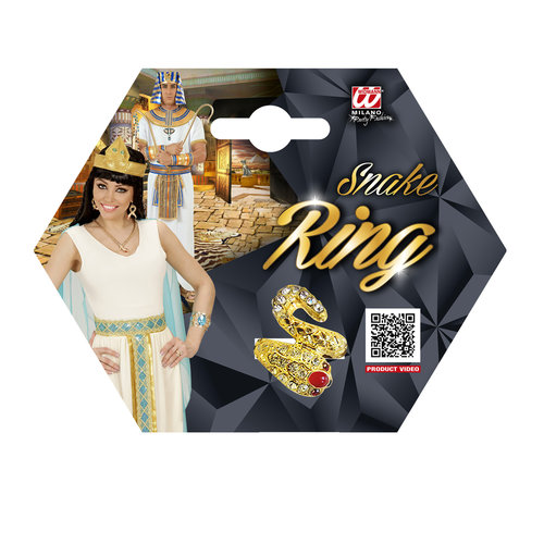 slangenring van goud met rode steen ogen