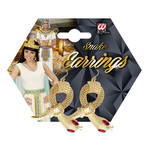 oorbellen slang van goud met rode steen ogen