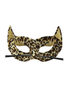 oogmasker fluweel luipaard met gouden glitters