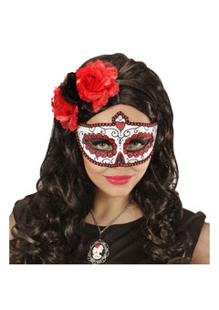 oogmasker dia de los muertos zwart & rood