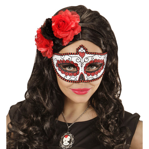 oogmasker dia de los muertos zwart & rood