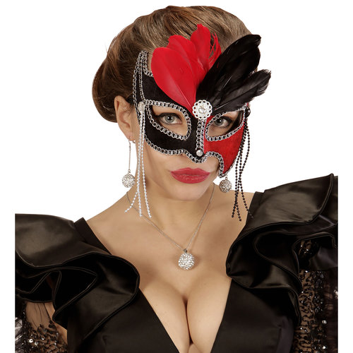 oogmasker grand ball, zwart/rood