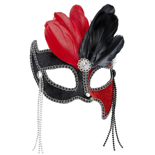 oogmasker grand ball, zwart/rood