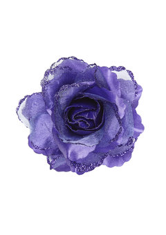 haarclip paarse roos met glitter