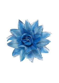 haarclip bloem met glitter, azuurblauw