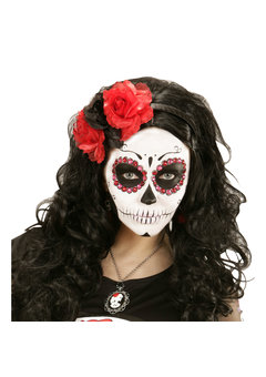 hoofdband rood/zwarte roos met glitter