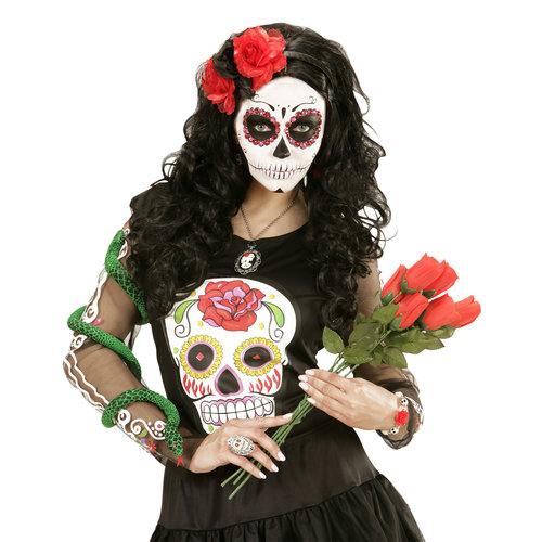 hoofdband rood/zwarte roos met glitter