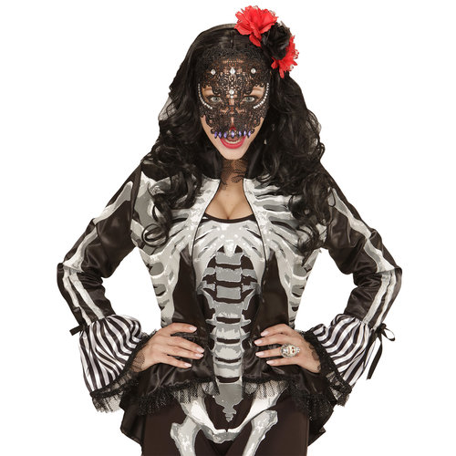 hoofdband rood/zwarte roos met glitter