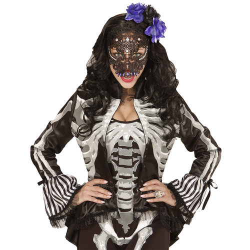 hoofdband paars/zwarte roos met glitter