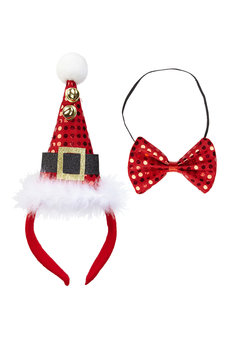 pailletten mini hoedje met 2 belletjes en strikje