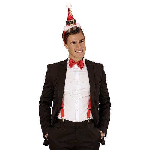 pailletten mini hoedje met 2 belletjes en strikje