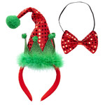 mini santa mutsje met strikje, pailletten