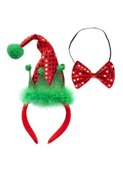 mini santa mutsje met strikje, pailletten