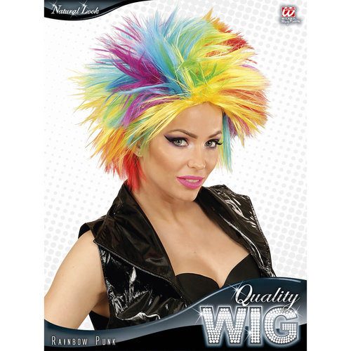 pruik, punk regenboog