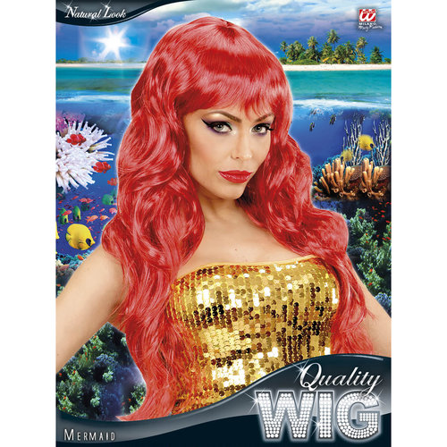 pruik, zeemeermin oranje/rood