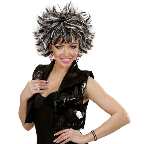 pruik, steamy zwart/wit