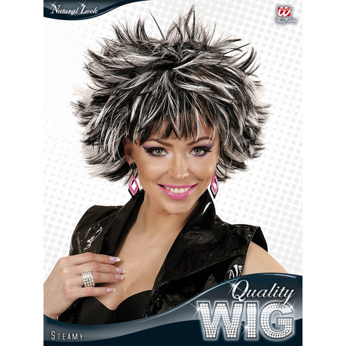 pruik, steamy zwart/wit