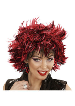 pruik, steamy zwart/rood