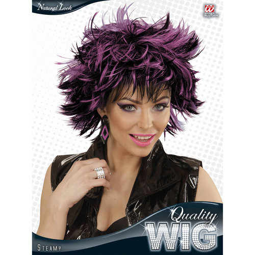 pruik, steamy zwart/paars