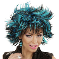 pruik, steamy zwart/blauw