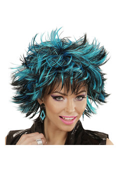 pruik, steamy zwart/blauw