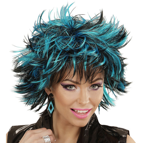 pruik, steamy zwart/blauw