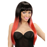 pruik, fade zwart/rood