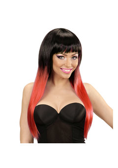 pruik, fade zwart/rood