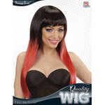 pruik, fade zwart/rood