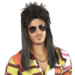 pruik, mullet 80's zwart