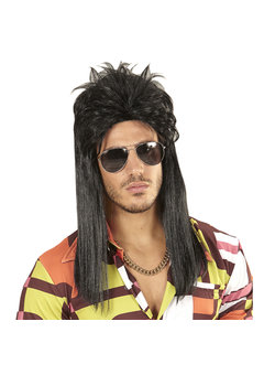 pruik, mullet 80's zwart