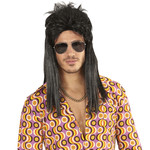 pruik, mullet 80's zwart