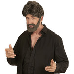 pruik, man met baard bruin