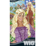 pruik, hippie/ middeleeuwen blond met bloemen hoofdband