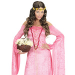 pruik, hippie bruin met zonnenbloem hoofdband