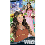 pruik, hippie bruin met zonnenbloem hoofdband