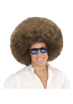pruik, afro extra groot bruin
