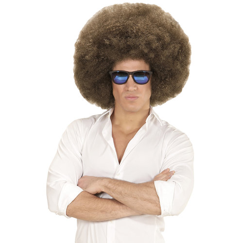 pruik, afro extra groot bruin