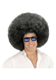 pruik, afro extra groot zwart