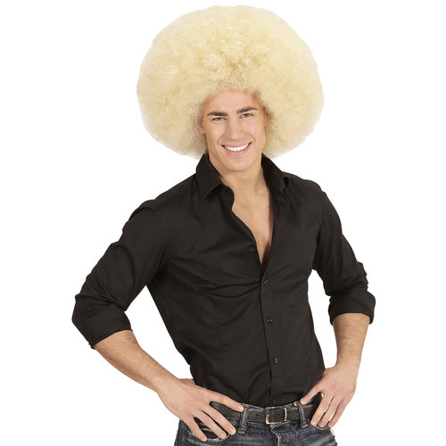 pruik, afro extra groot blond