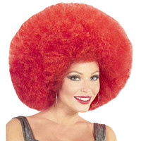 pruik, afro extra groot rood