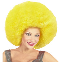 pruik, afro extra groot geel